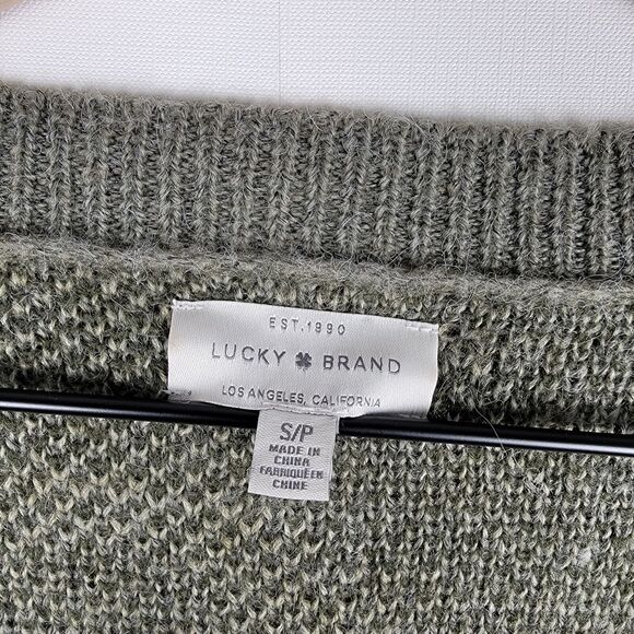 Lucky Brand Sweater Women's Sz S Green Camouflage Wool Blend Button Up Cardigan - Picture 5 of 8